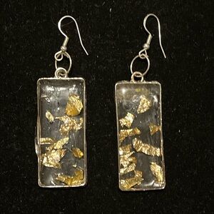 Elegant 925 Stamp Gold and Silver Dangle Earrings